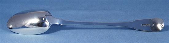 A George III silver fiddle pattern basting spoon, by Sarah Purver, Length: 310mm Weight: 3.5ozs/111grms.